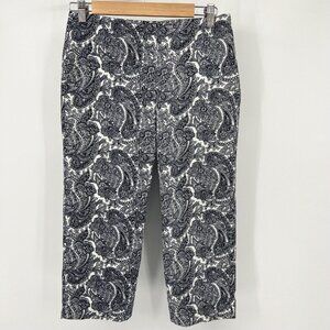 Talbots Heritage Capris 6P Womens Black White‎ Paisley Print Pants Size Petite 6